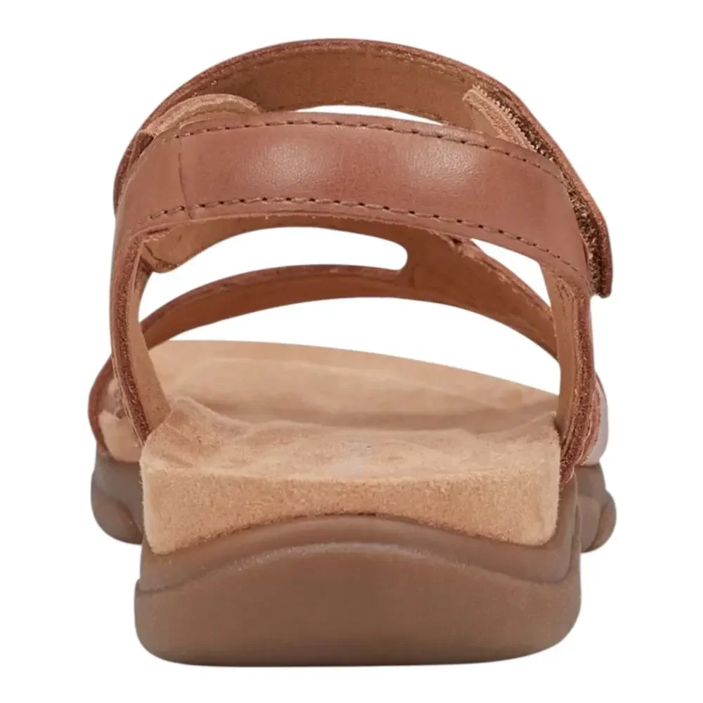 Easy Spirit Women's Minny Leather Round Toe Flat Sandals Brown Size 10